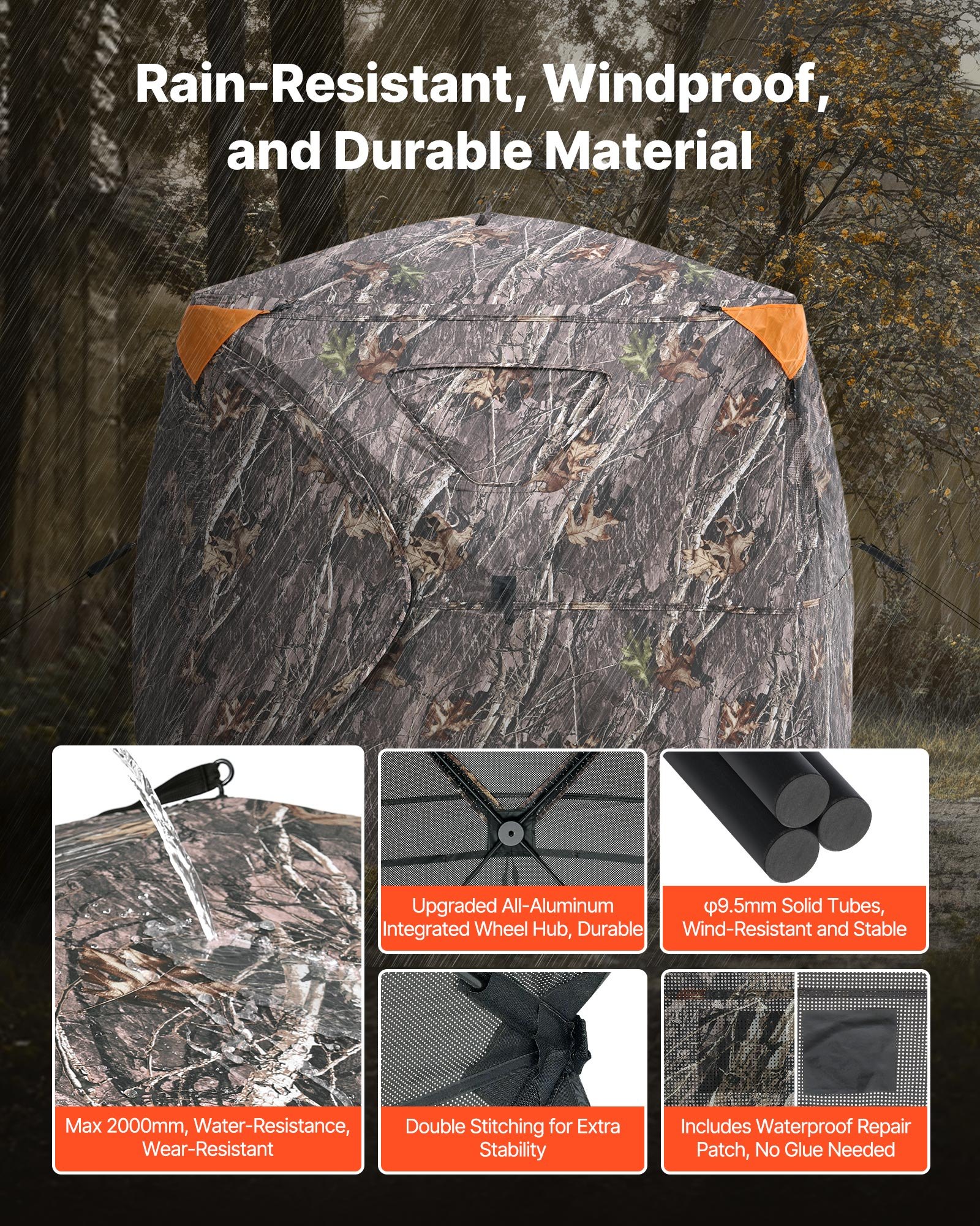 Hunting Blind, 270° See Through Ground Blind, 4-5 Person Pop Up Deer Blind For Hunting With Carrying Bag, Portable Resilient Hunting Tent, One-Way See-Through Mesh For Turkey And Deer Hunting — imagen 4