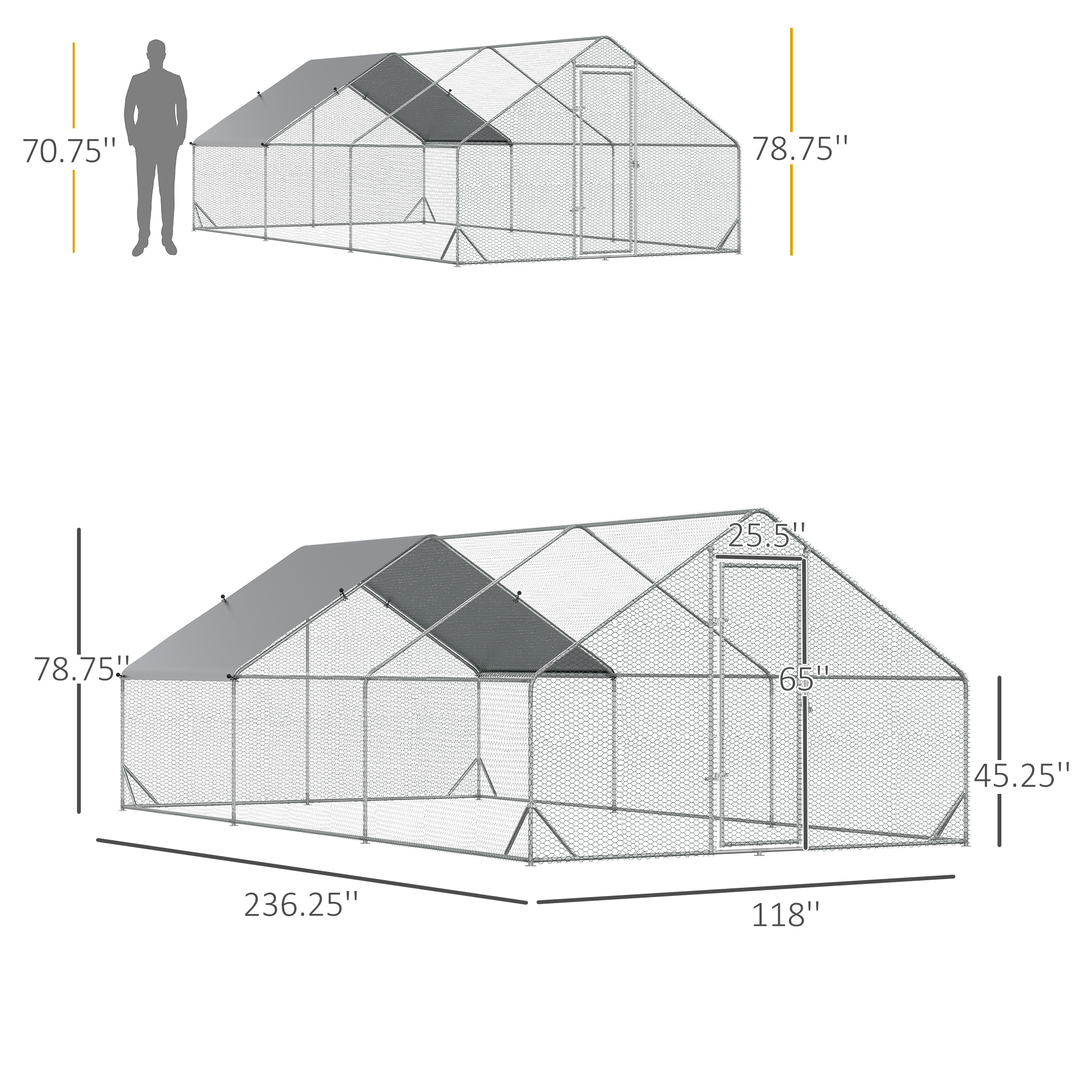 Gallinero Jaula de 10 x 20 x 6.5, Casa de Gallinas para Exterior con Cubierta y Puerta con Seguro — imagen 2
