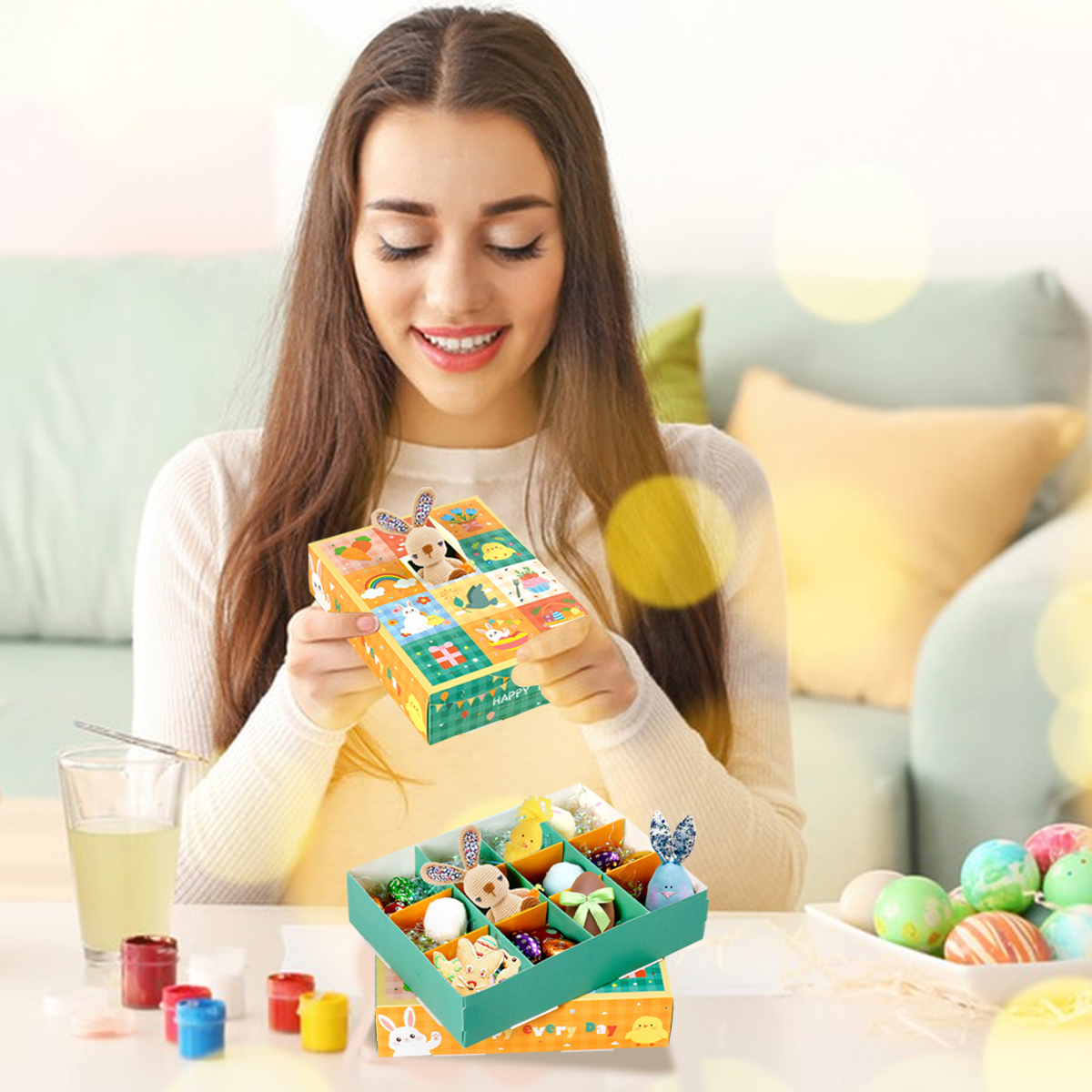 15 Piezas de Cajas de Dulces Tema Primavera: Decoraciones para Fiesta de Pascua Cumpleaños Navidad y Verano con Ositos Conejos Zanahorias y Pájaros — imagen 7