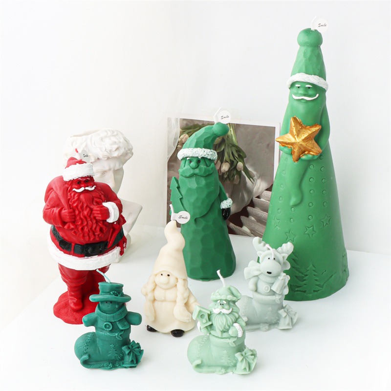 Silicone Santa Claus Series Christmas Tree Candle Mold Snowman Elk Aromatherapy Plaster New Ornament Decoration — image 1