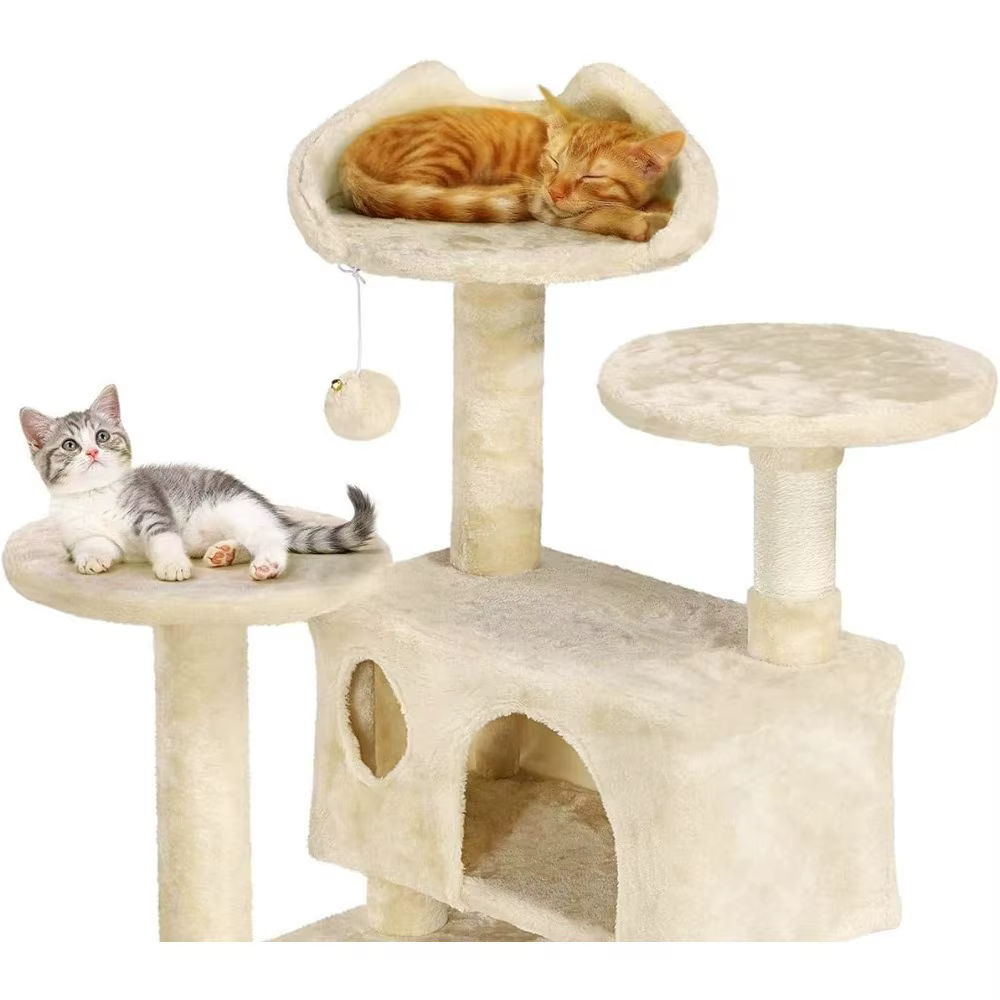 Cat Tree for Large Cats with Large Top Perch Multi-Level Tower for Indoor Cats with Condo Hammock Sleeping Bag Dangling Ball — image 6