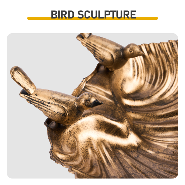 Antique Bronze Resin Bird Bath With Shell Edge & 1.4W Solar Fountain — image 5