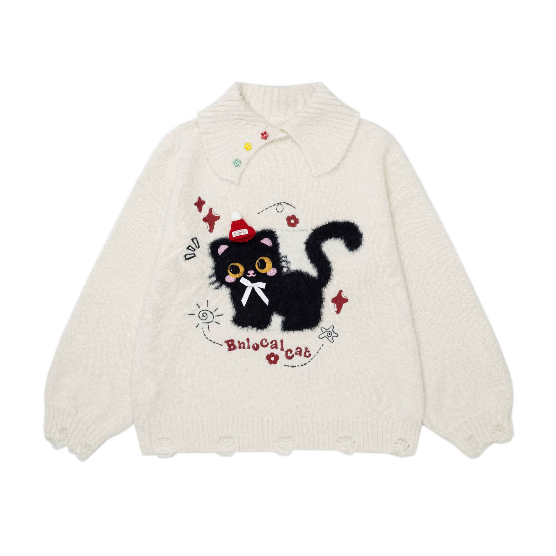 Plush little black cat sweater — image 2