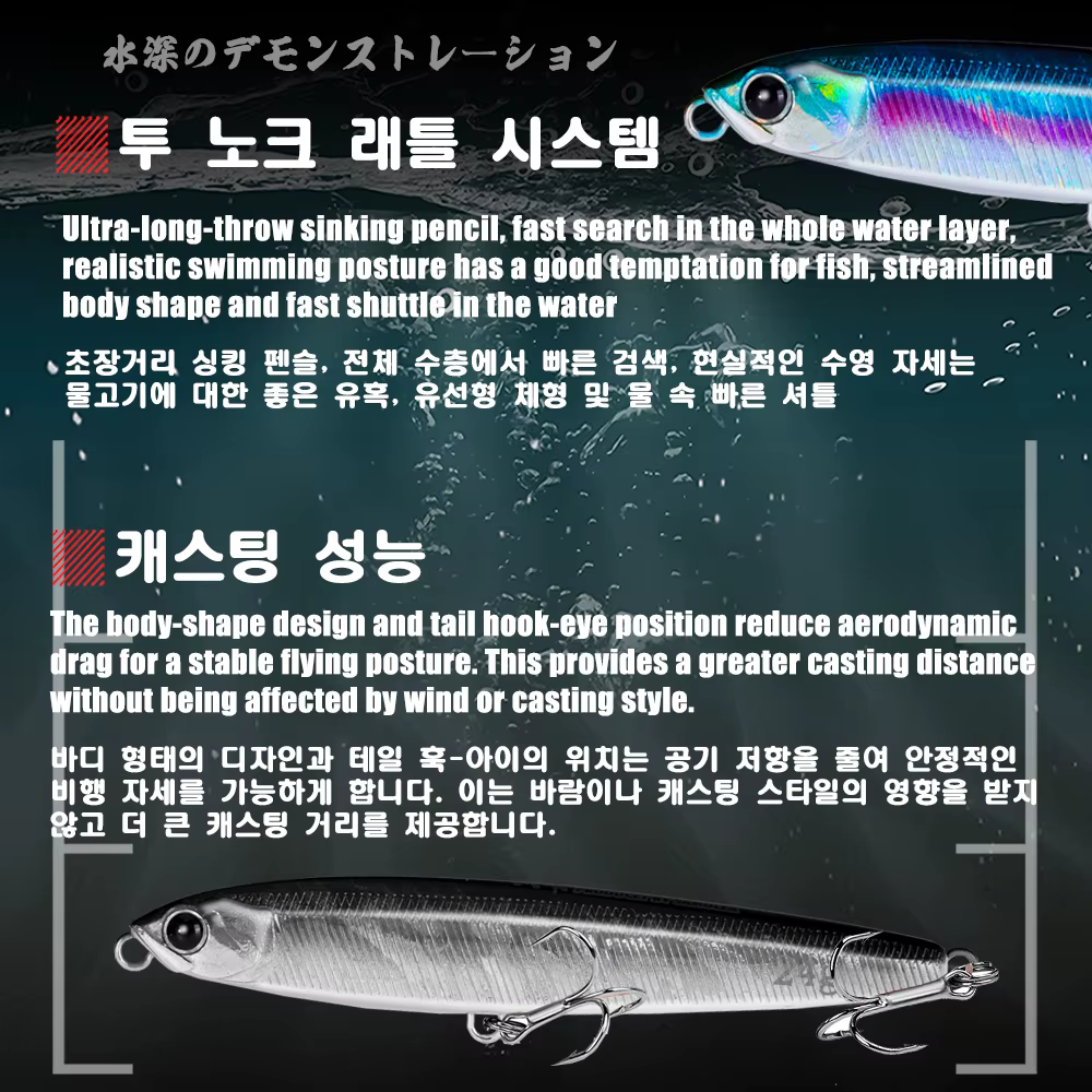 Líura de Pesca 4 piezas/paquete Punzón Sumergible 10 cm 24 g Equipo de Pescar en Salada Líuras para Peces Atarrayos de Troleo Accesorios de Pesca — imagen 4