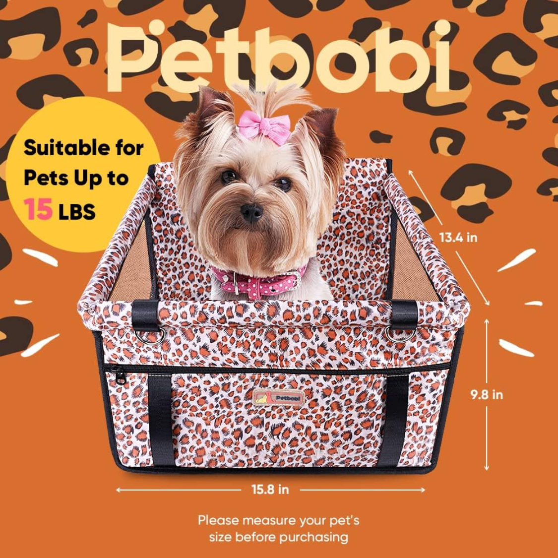 Small Dog Car Seat, Dog Car Booster Seat For Small Medium Dogs Foldable Front Seat Safety With Sturdy PVC Tube Frame, Breathable Mesh — image 5