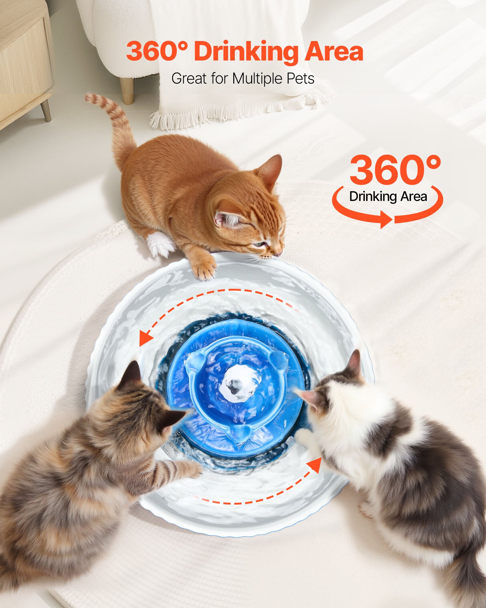 Fuente de Agua Cerámica para Gatos y Perros 2.1L/71oz - Estilo Cupcake para Animales Domesticos — imagen 4