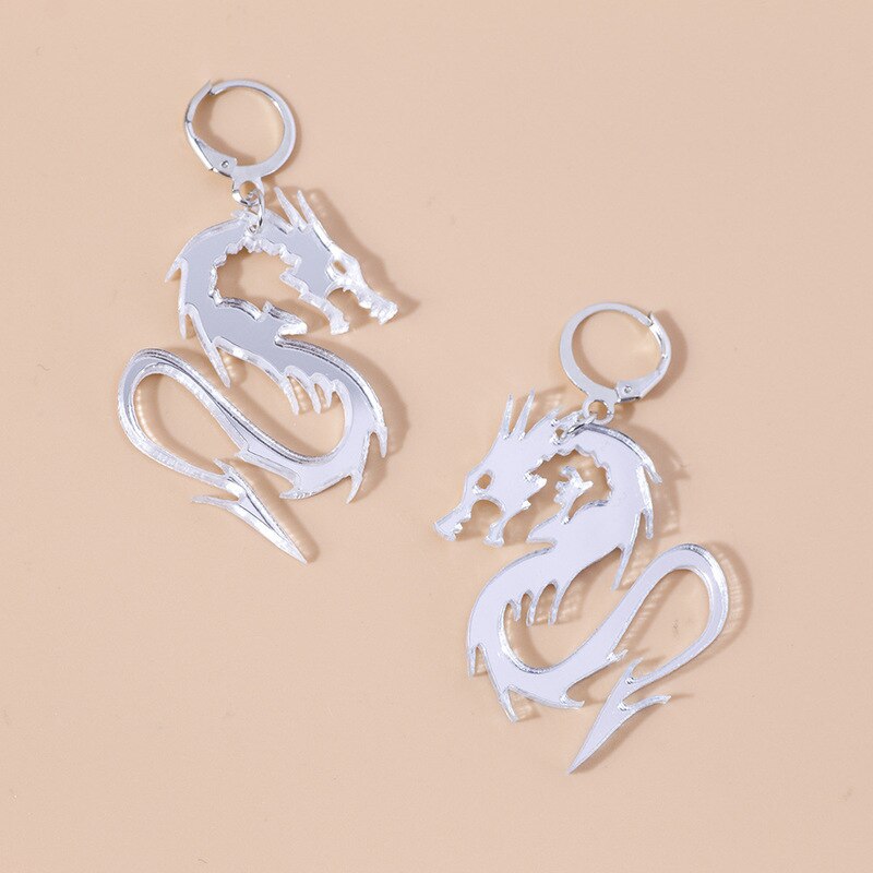 Pulseras de Dragón en Estilo Chino con Superficie Espejada, Color Dorado y Plateado para Mujer Joyería Punk — imagen 6