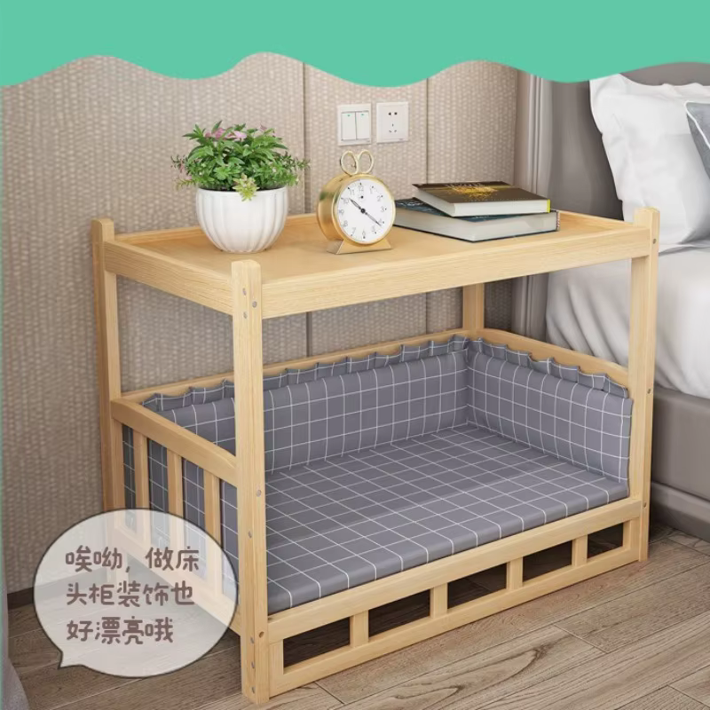 Wooden Dog Bed With Side Table For Medium Large Pets Indoor Home Furniture Comfortable Resting Sleeping Place Stylish Design — image 5