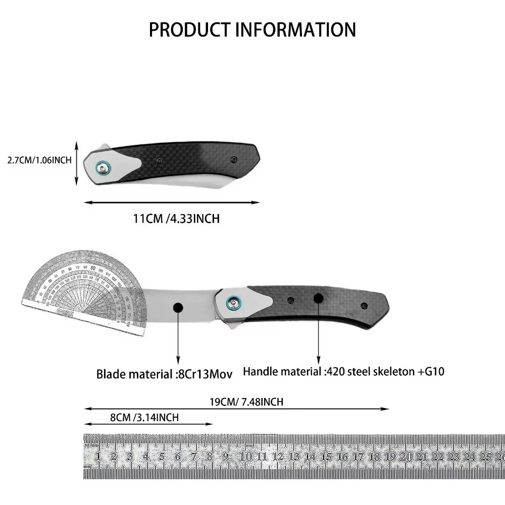 7135 Durable Pocket Knife Outdoor Folding Knife 8Cr13MoV Blade 420 Steel Frame+G10 Handle Multi Fishing Tool Camping Knives — image 6