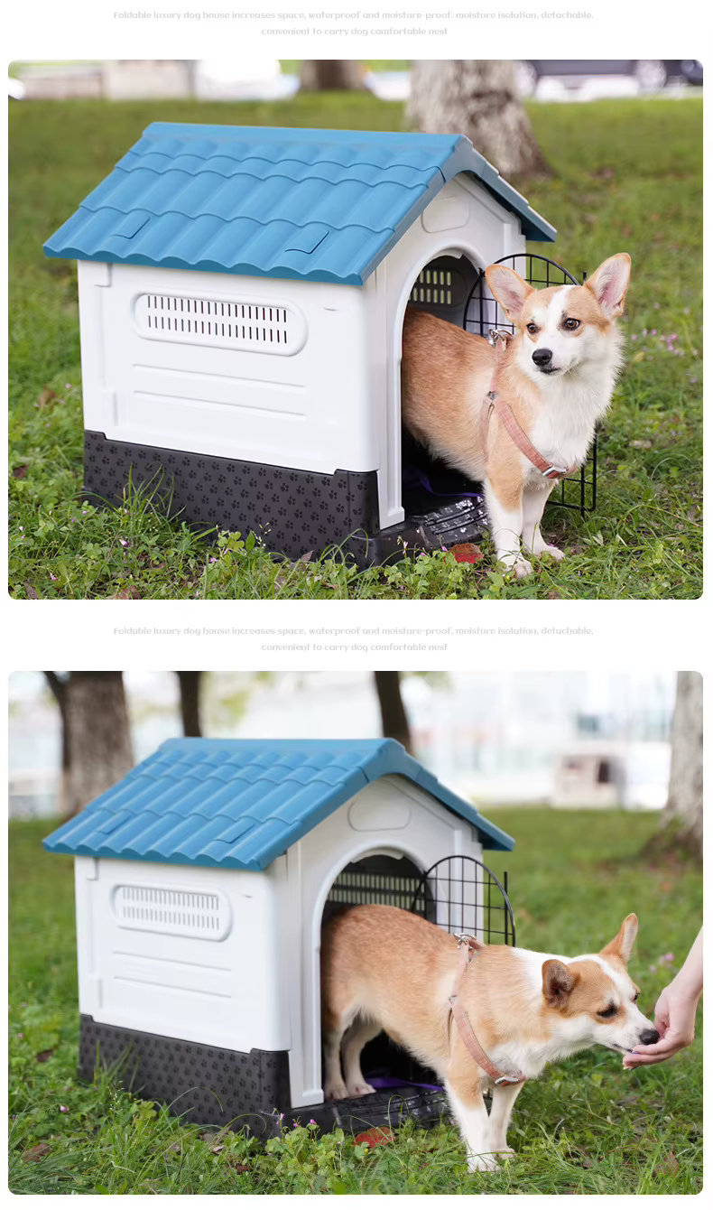 Luxury Dog House Series Outdoor Small Medium Large All Season Rainproof Plastic Kennel Dog House With Window — image 4