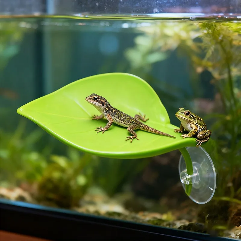 Reptile Basking Area Resting Terrace Frog Habitat Leaf Suction Cup Tank Accessories Simulated Leaves for Geckos SYXZS01 — image 1