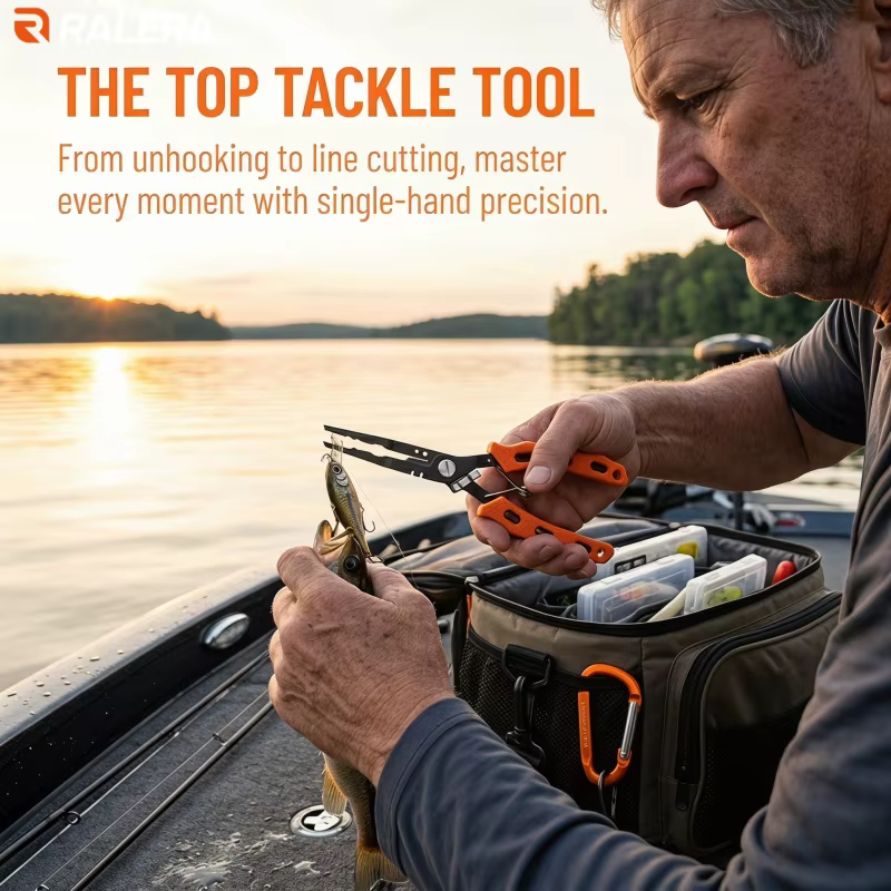 Lure Fishing Gear Equipment: Fish Gripper, Split Ring Fishing Pliers, Pliers Sheath, Retention Rope, Fishing Tackle Stuff Kit — imagen 2
