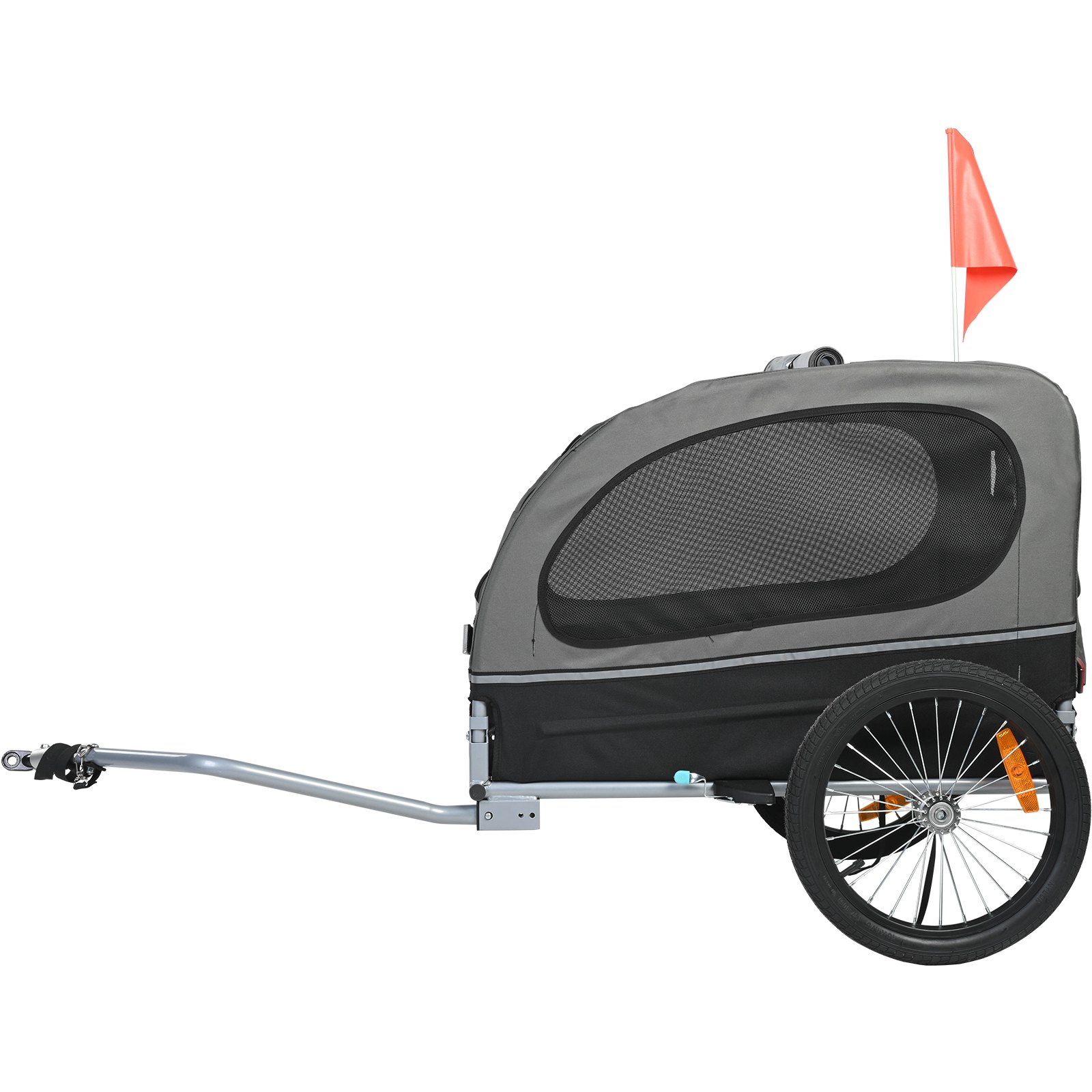 Dog Bike Trailer, Supports Up To 88 Lbs, Pet Cart Bicycle Carrier, Easy Folding Frame With Quick Release Wheels, Universal Bicycle Coupler, Reflectors, Flag, Collapsible To Store, BlackGray — image 6