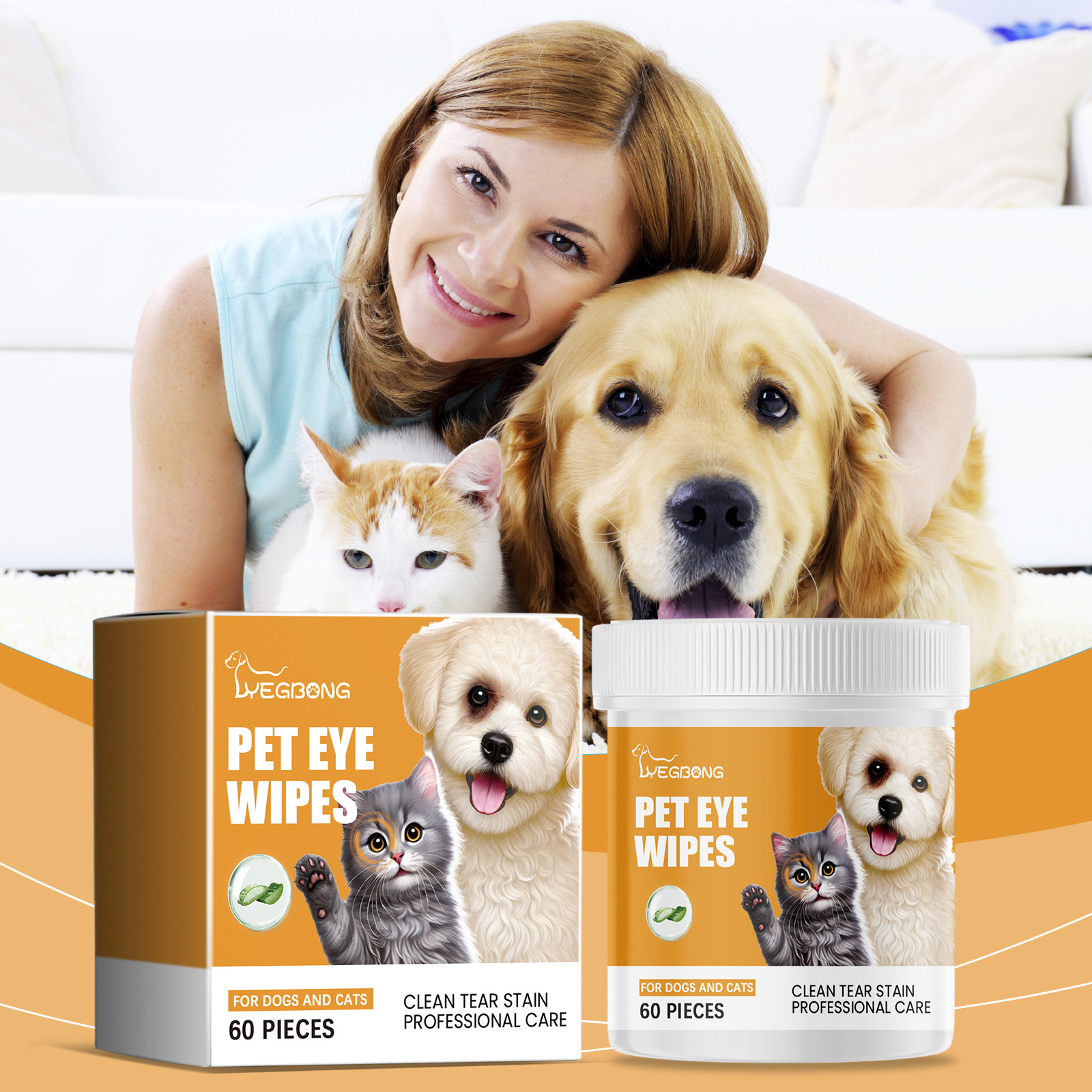 Eye Wipes for Cats and Dogs, Dogs to Tear Stains Cat Pet Eye Cleaning Wet Wipes for Eyes — image 4
