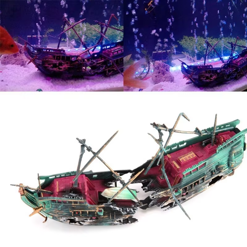 Barco Decorativo de Acuario Grande con Efecto de Movimiento — imagen 4