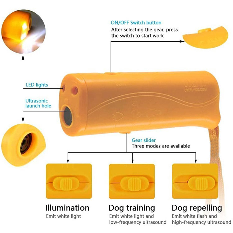 Handheld Ultrasonic Dog Drive Double-Headed LED Flashlight Dog Drive Portable Dog Trainer Barking Dog — image 2