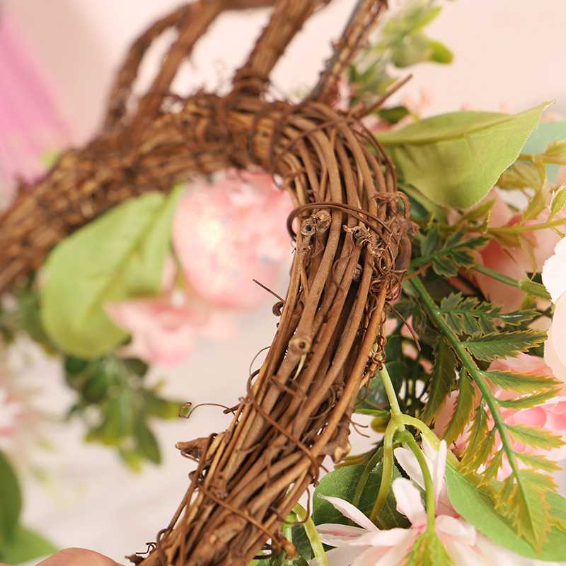 Easter Egg Simulation Garland Easter Ball Chrysanthemum Rabbit Shape With Lamp Rattan Circle Decoration Pendant With Lamp Garland — image 2