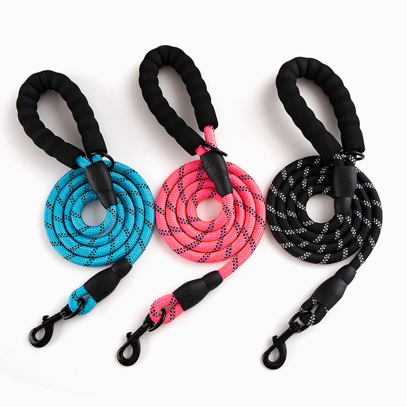 Pet Reflective Leash Nylon Round Rope Anti-Running Foam Handle Leash — image 3