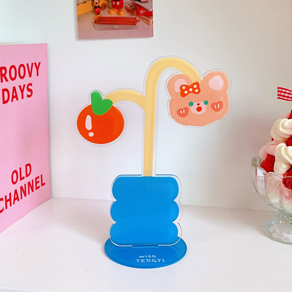 Creative Desktop Flower Decoration Cute Cartoon Acrylic Folder Sweet Soft Cute Bear Rabbit Multi-Function Note Holder — image 8