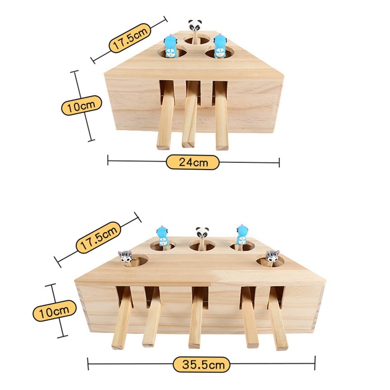 Juguete Interactivo de Madera Sólida para Gatos con Cinco Agujeros y Hoyo de Ratón — imagen 3