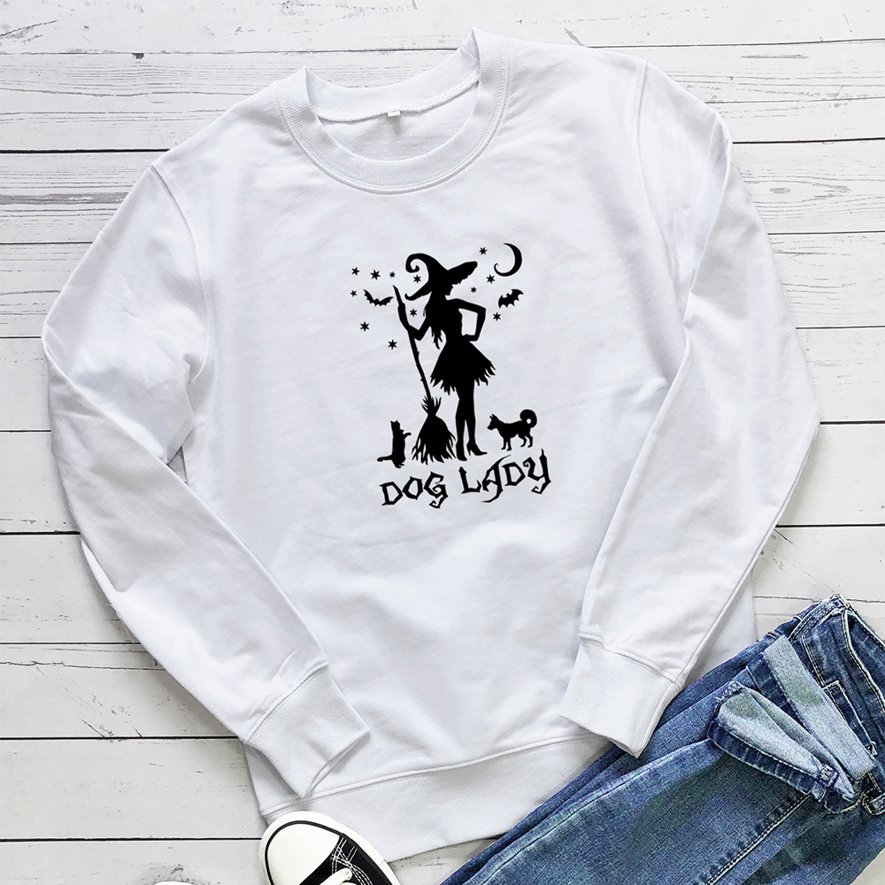 DOG LADY letter witch print hoodie — image 1