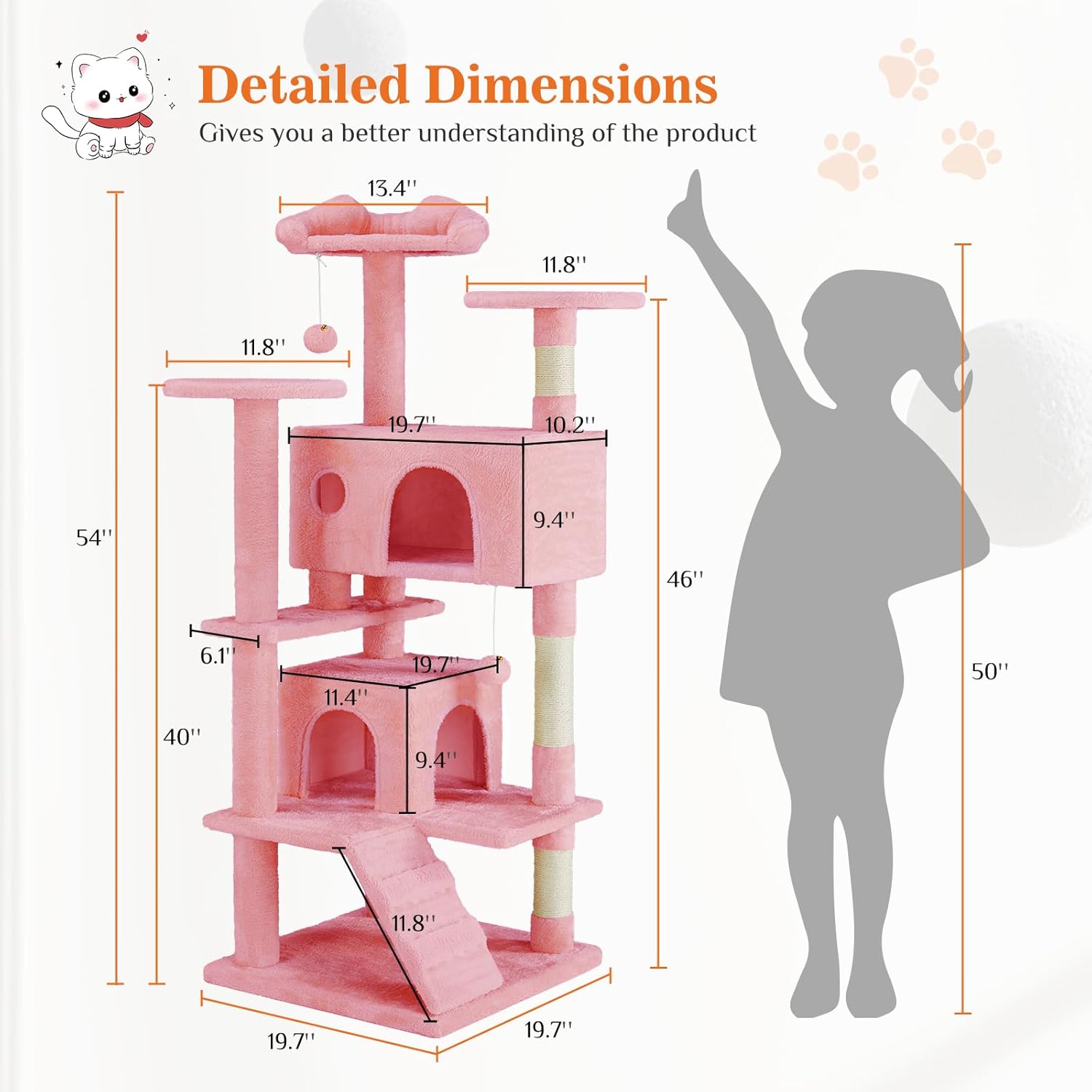 54 -Cat Tree Tower - Multi-level With Sisal Grab Post, Indoor Apartment With Ladder, Plush Toys, Rest And Play — image 9