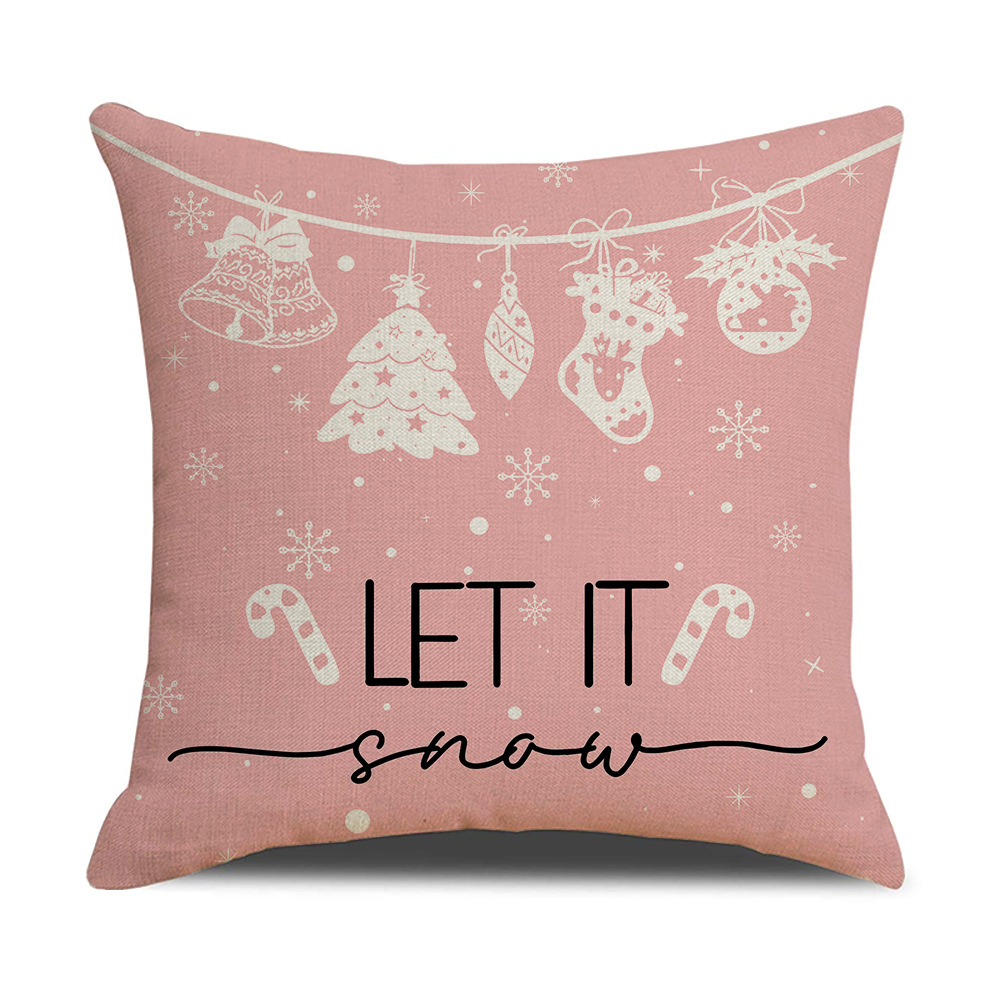 Pink Dog Christmas Snowman Pillow Cover Amazon Home Sofa Cushion Cover Holiday Pillow — image 2
