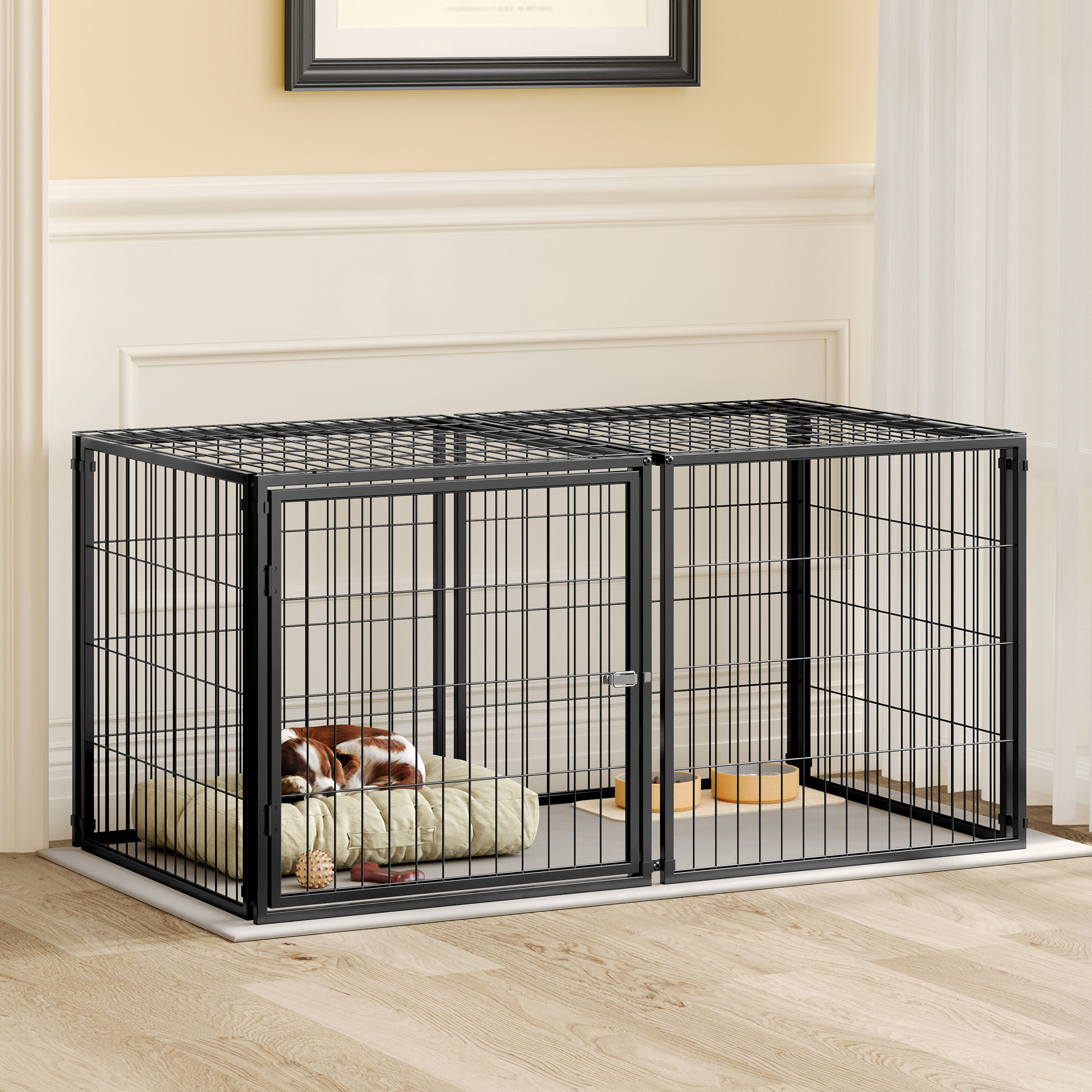 Caja para Perros Grande 48" Cárcel de Perro para Canes Medianos Jaula para Puppies con Techo, Cárcel para Mascotas, Interior, Negro. 48" L x 26.3" A x 23.8" H — imagen 1