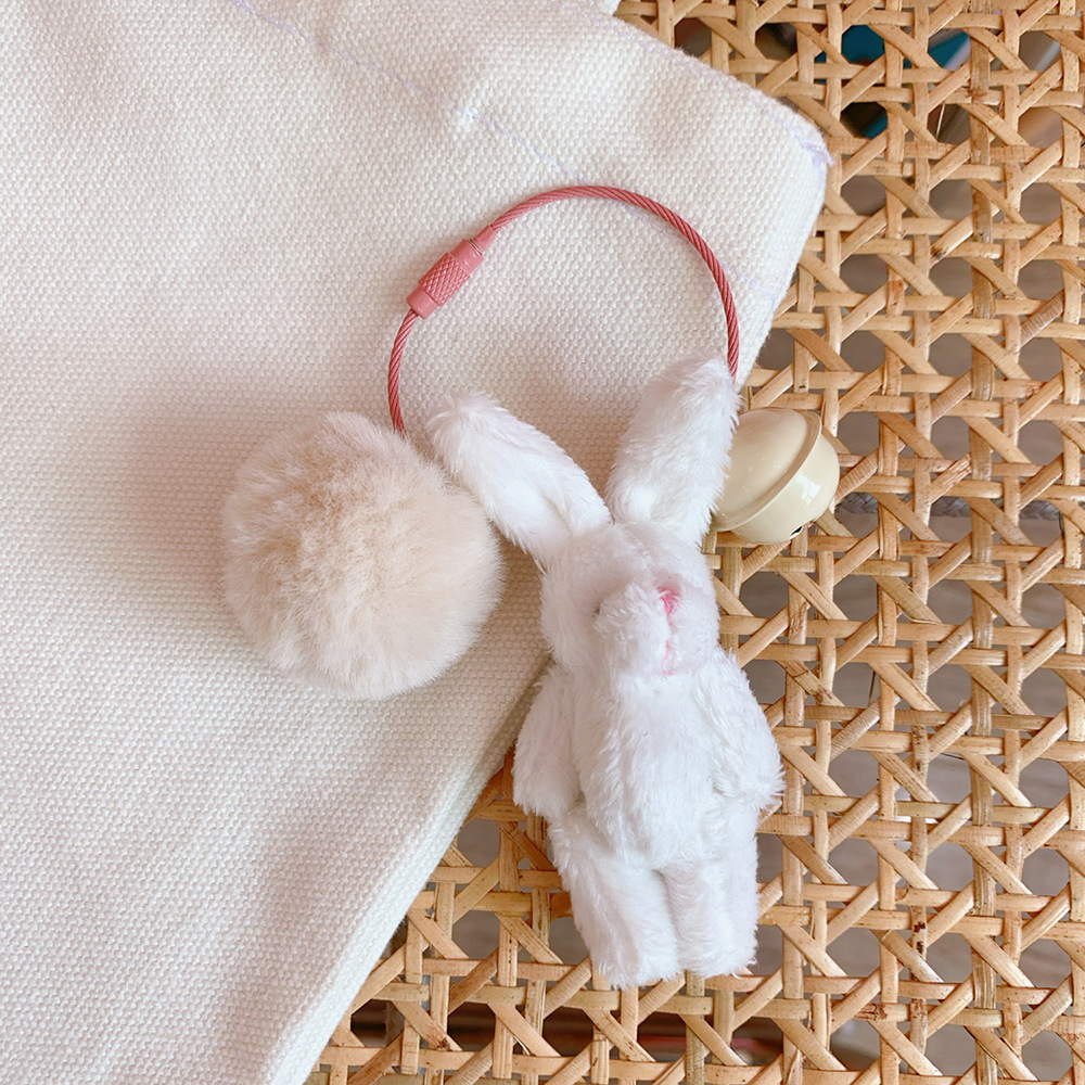 Cute Girl Cute Pendant Plush Doll Bunny Doll Bag Pendant Soft Cute Accessories Key Chain Ring — image 5