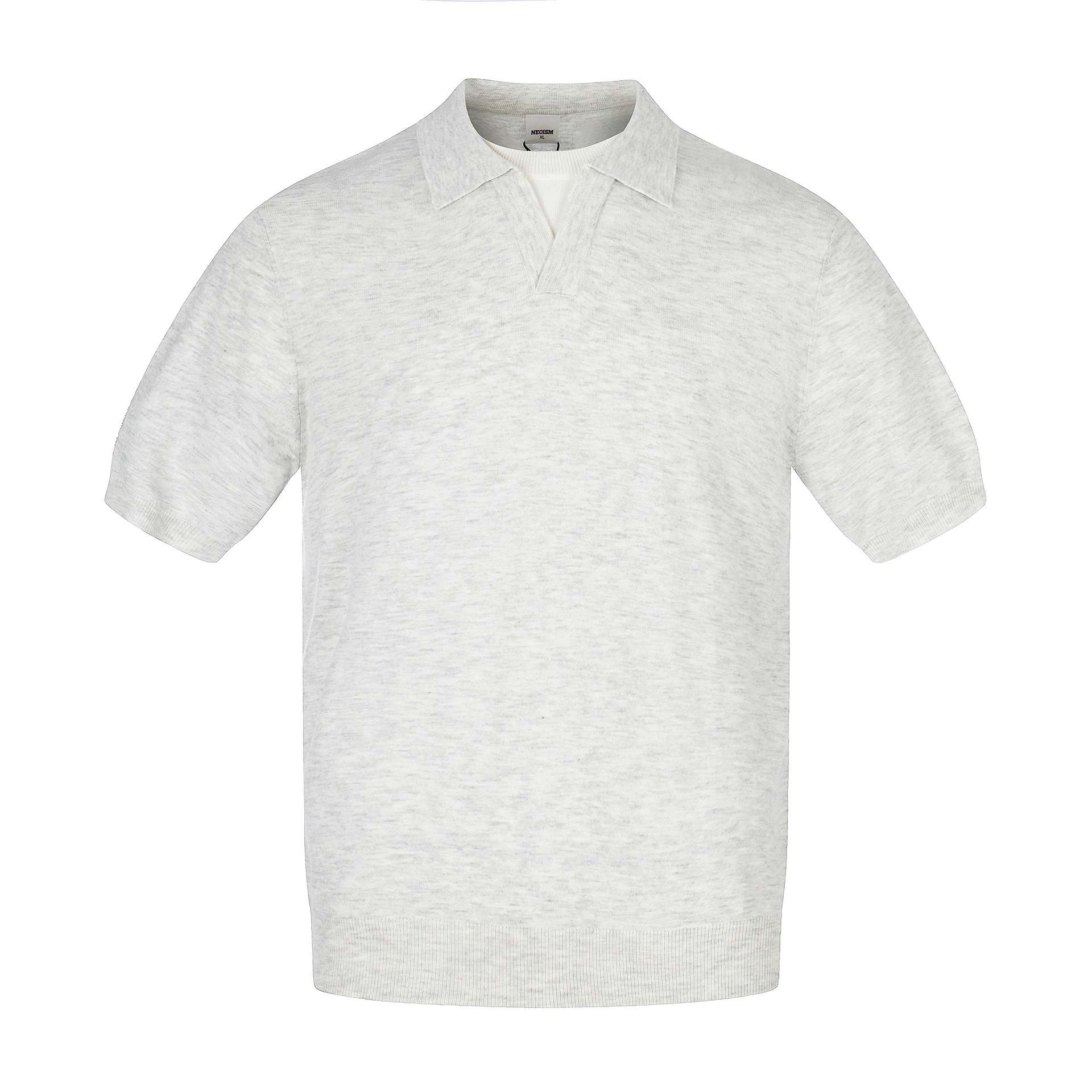 Casual Vintage-inspired Two-piece Look Loose Seagull Neck Knit Short Sleeve T-shirt for Men — image 4