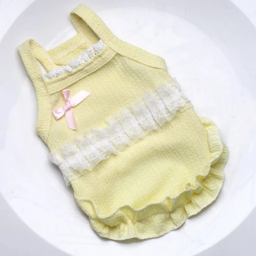 Vestido de Tanque para Mascotas - Top Ligero Floral con Encaje para Perros y Gatos — imagen 1