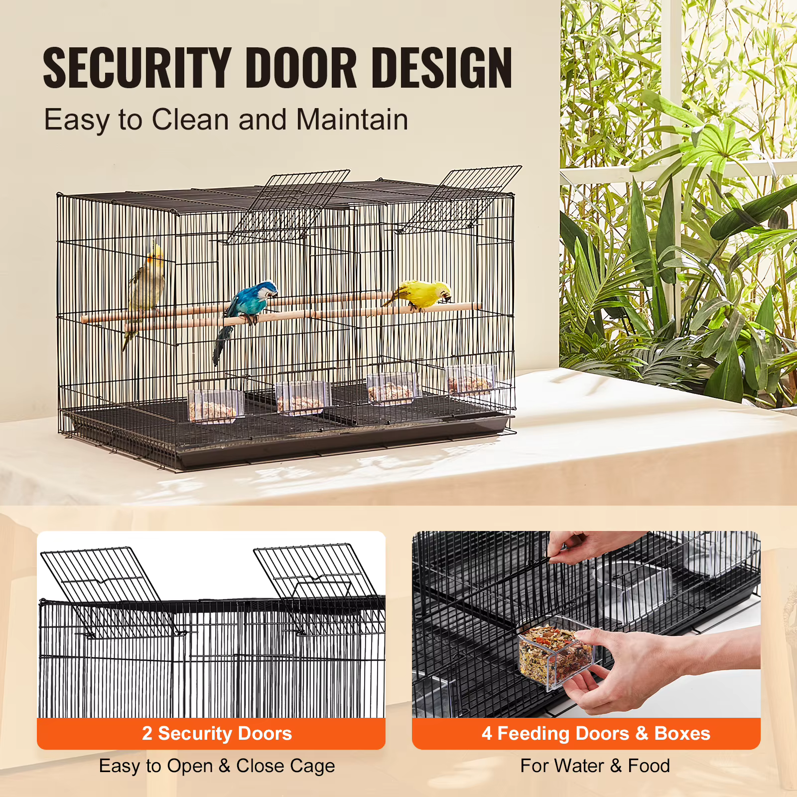 SucceBuy 30In Flight Bird Cage Stackable Divided Small Animal Cage for Kinds of Birds Pet Travel Birdcage with Handle and Perche — image 4