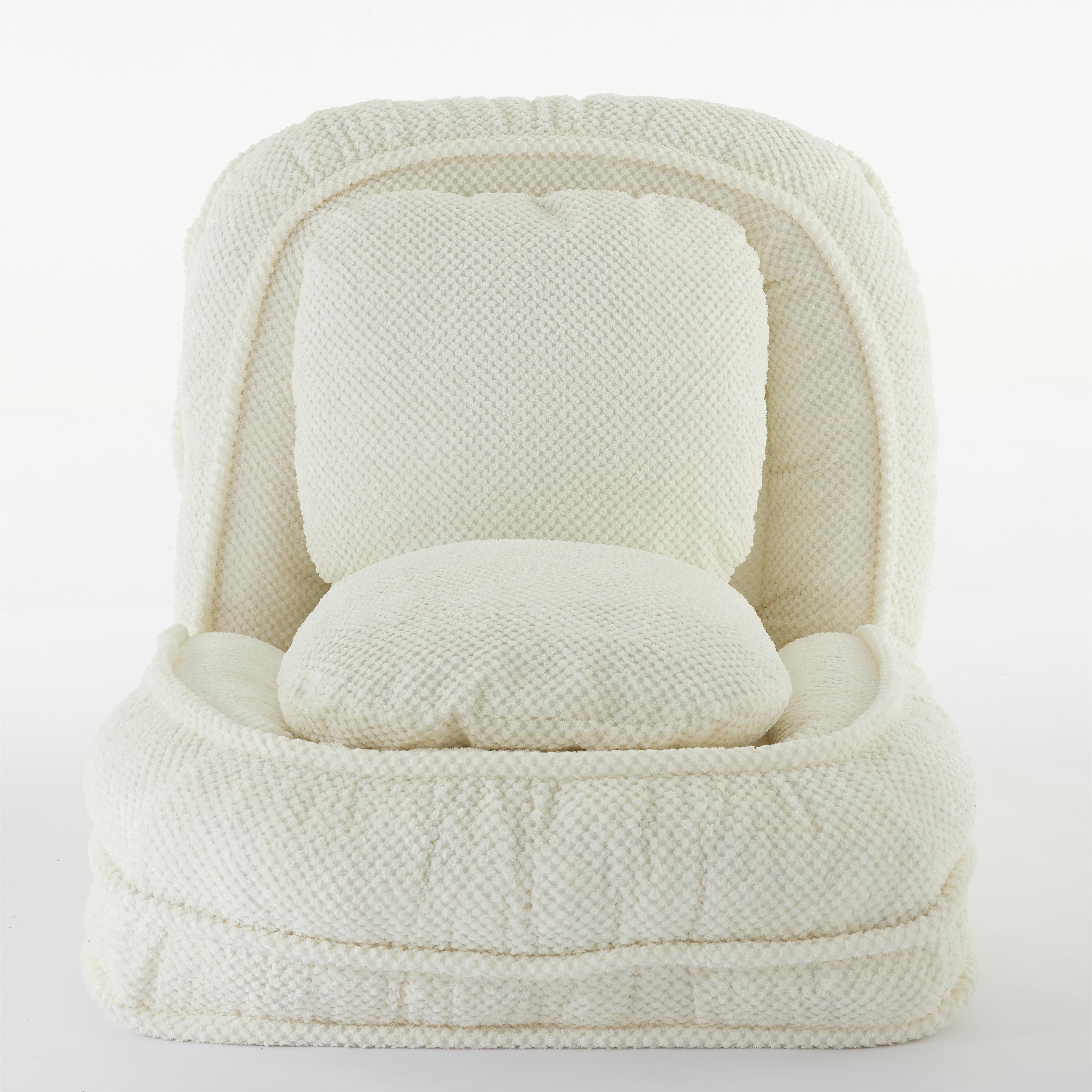 Cama para Perros Humano, Sofá Relajante, 5 Posiciones Ajustables, sentarse, dormir, plegar, ideal para sala de estar, dormitorio, Diseño Ahorrador de Espacio, Blanco — imagen 6