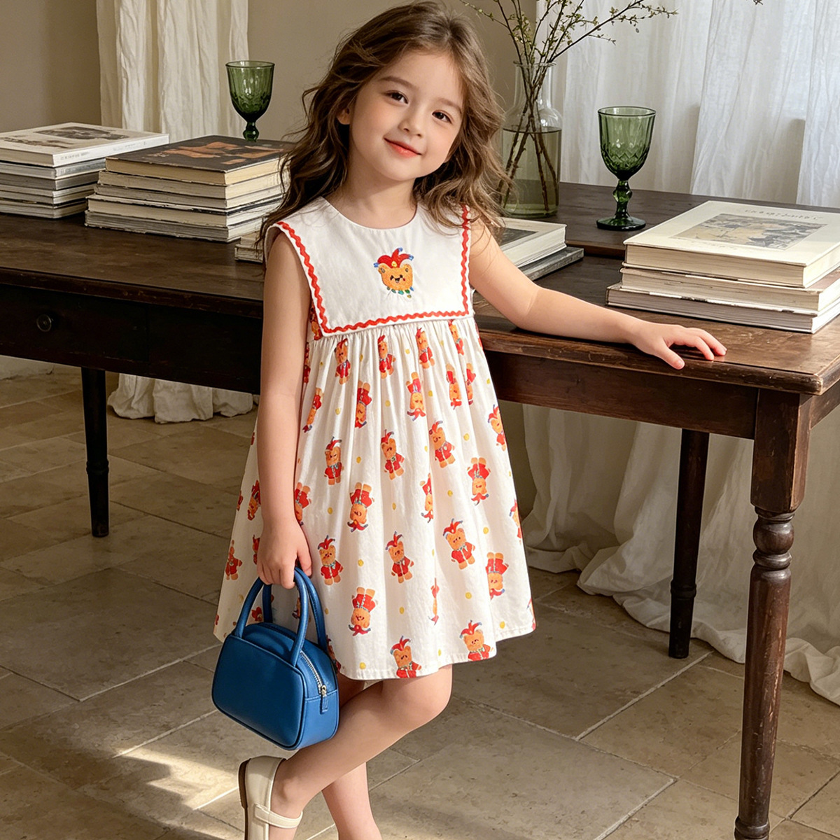 Cute Bear Print Sleeveless Dress for Girls — image 3
