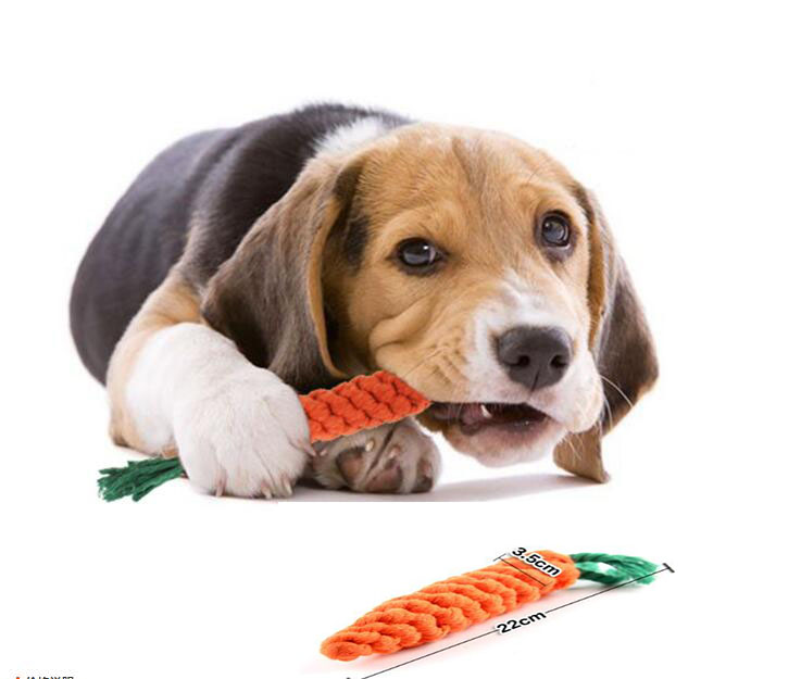Pet Cotton Rope Carrot Dog Hand-Woven Cotton Rope Carrot Dog Molar Teeth Cleaning Pet Toy Buy One Get One Free — image 1
