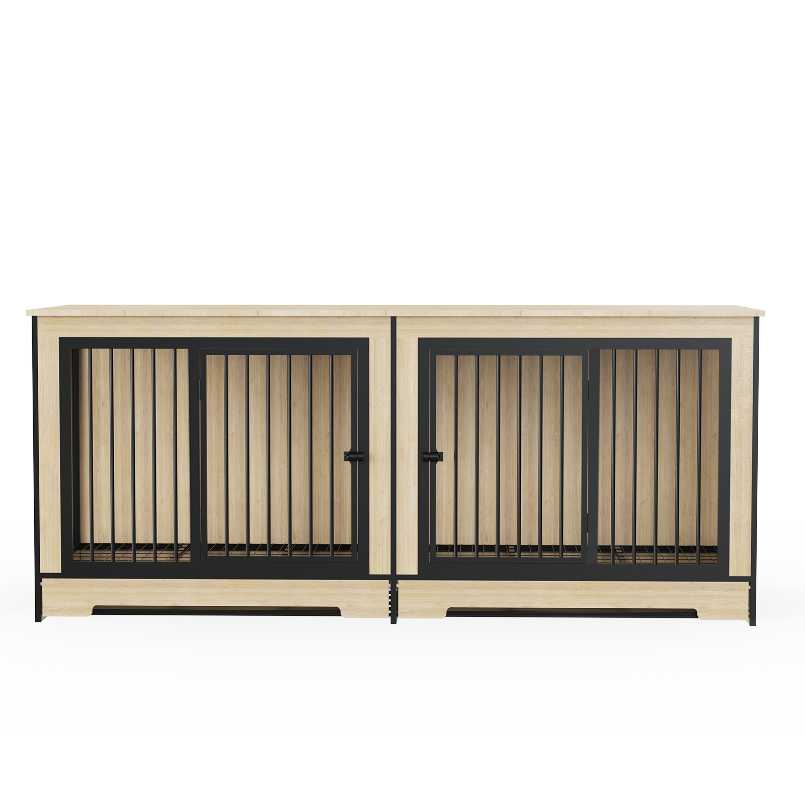 Dog Crate Furniture With Two Combined Room, XL Large Double Dog Cage Furniture With Tray For Medium Large Dogs, Wooden Dog Kennel Furniture — image 1
