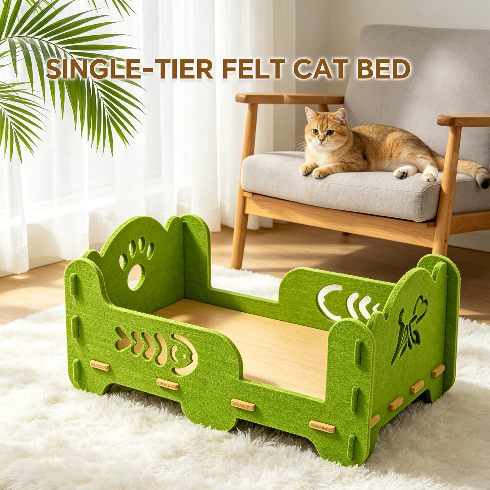 Cama para Gatos Elevada de Feltro: Caja de Descanso Abierta con Plataforma Respirable para Pequeños y Medianos Felinos — imagen 2