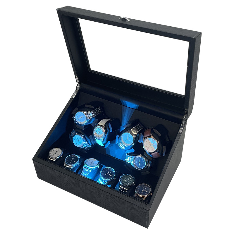 Snake skin pattern PU leather 6 rocking watch storage position mechanical watch automatic rocking watch winding device — image 5