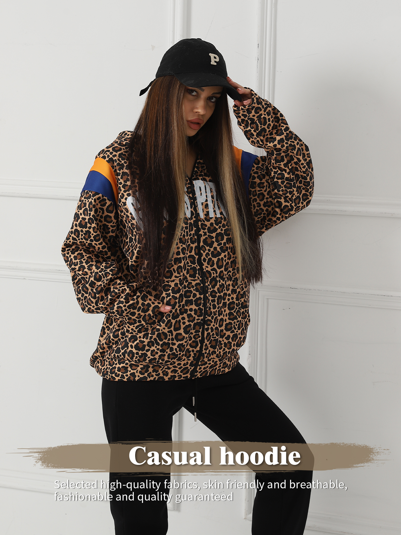 Sudadera de Cuello Largo con Estampado de Leopardo para Mujer — imagen 1