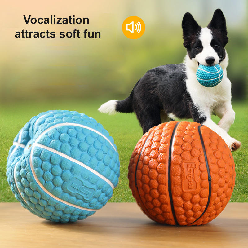 Latex brown blue basketball throw interactive grinding teeth to relieve boredom and retrieve dog toys — image 6