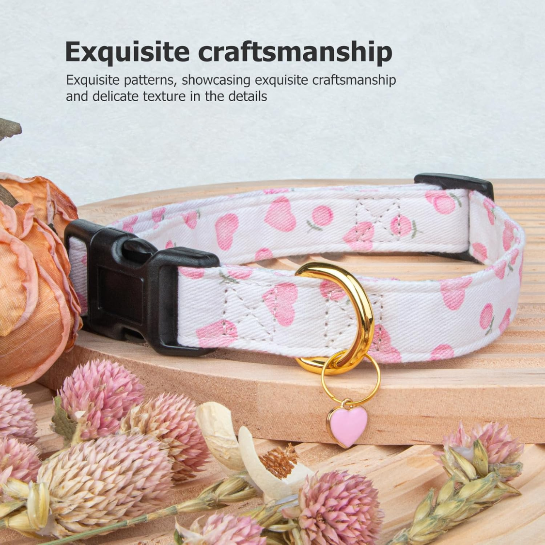 Collar de Perro Rosa y Blanca Corazón con Pendiente - Corte Único para Perros Adorables — imagen 7
