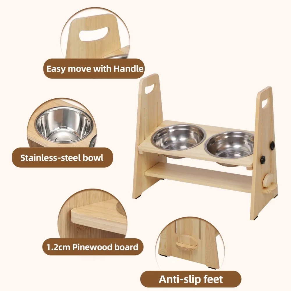 Palo Elevado para Comida y Agua de Perro con Rueda de Ajuste - Estación para Alimentar Grandes, Medianos y Pequeños Canes — imagen 7
