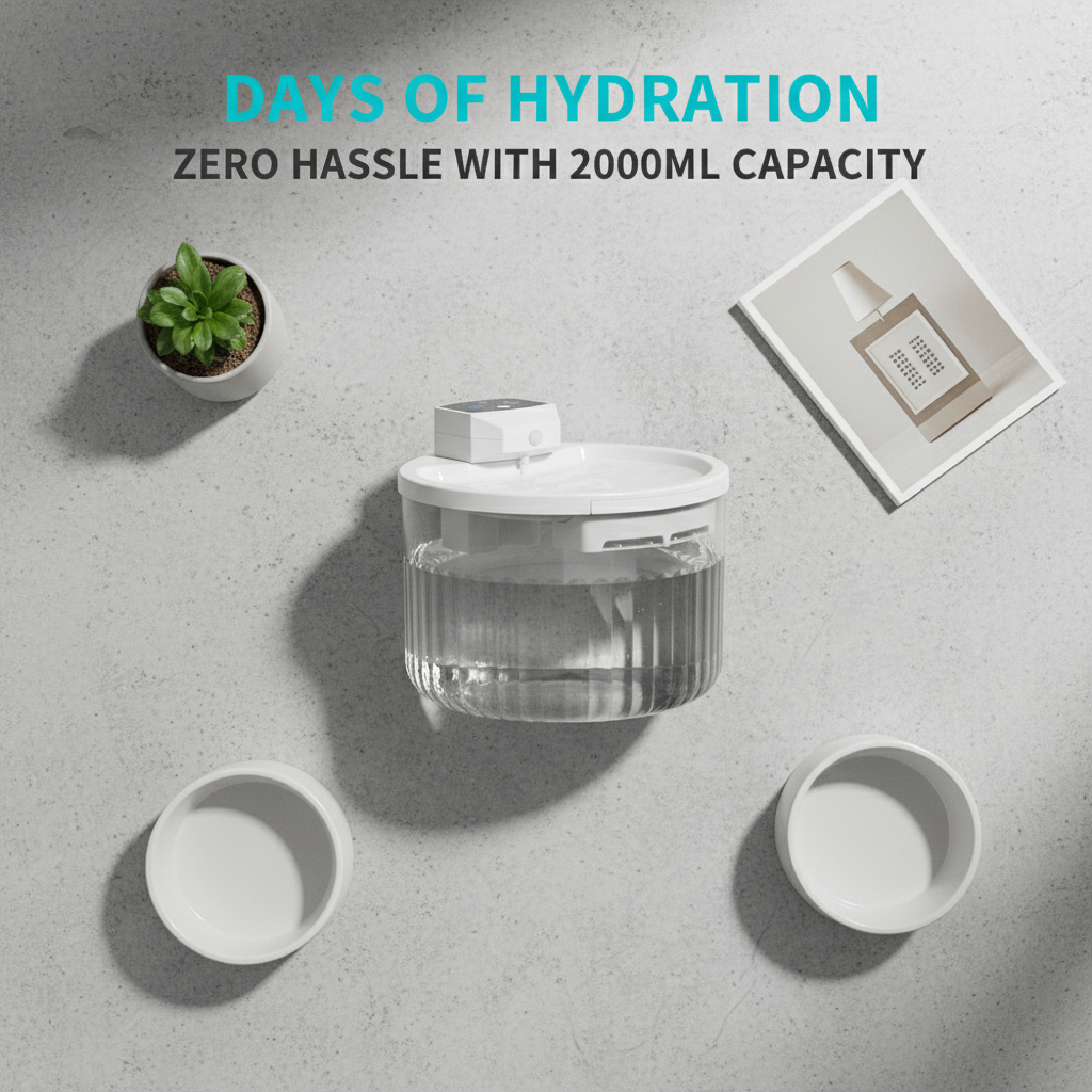 Fuente de Agua Inalámbrica para Mascotas de 2000ML, Recargable de 2500mAh, Bebedero de Agua Circulante con Sensor de Movimiento para Gatitos y Cachorros — imagen 3