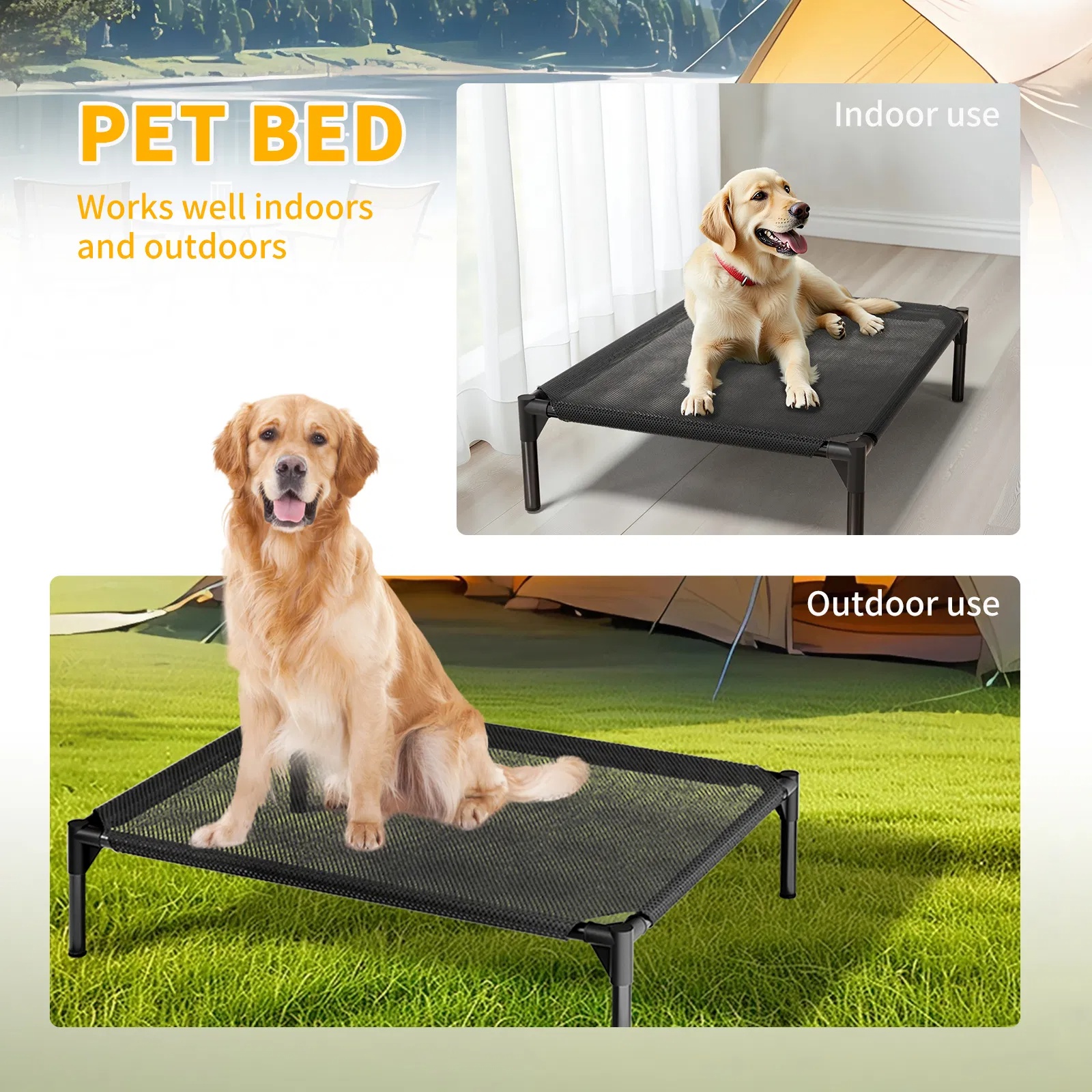 Elevated Breathable Mesh Pet Bed, Indoor Or Outdoor Use, Sizes For Small To XL Pets — imagen 2