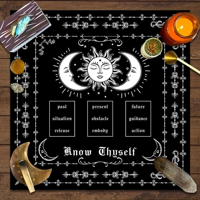 Manta de Mesa para Juego Tarot Decorativa con Mandala y Fases Lunares — imagen 9