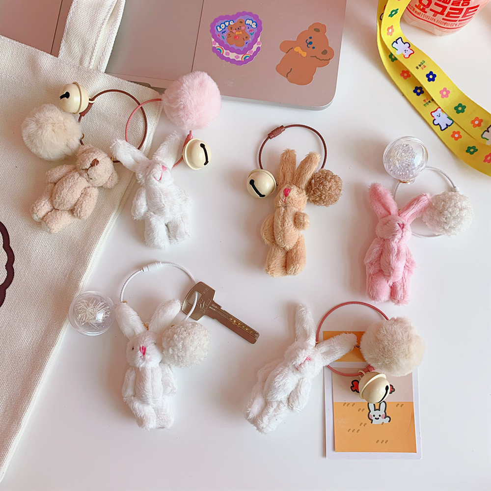 Cute Girl Cute Pendant Plush Doll Bunny Doll Bag Pendant Soft Cute Accessories Key Chain Ring — image 4