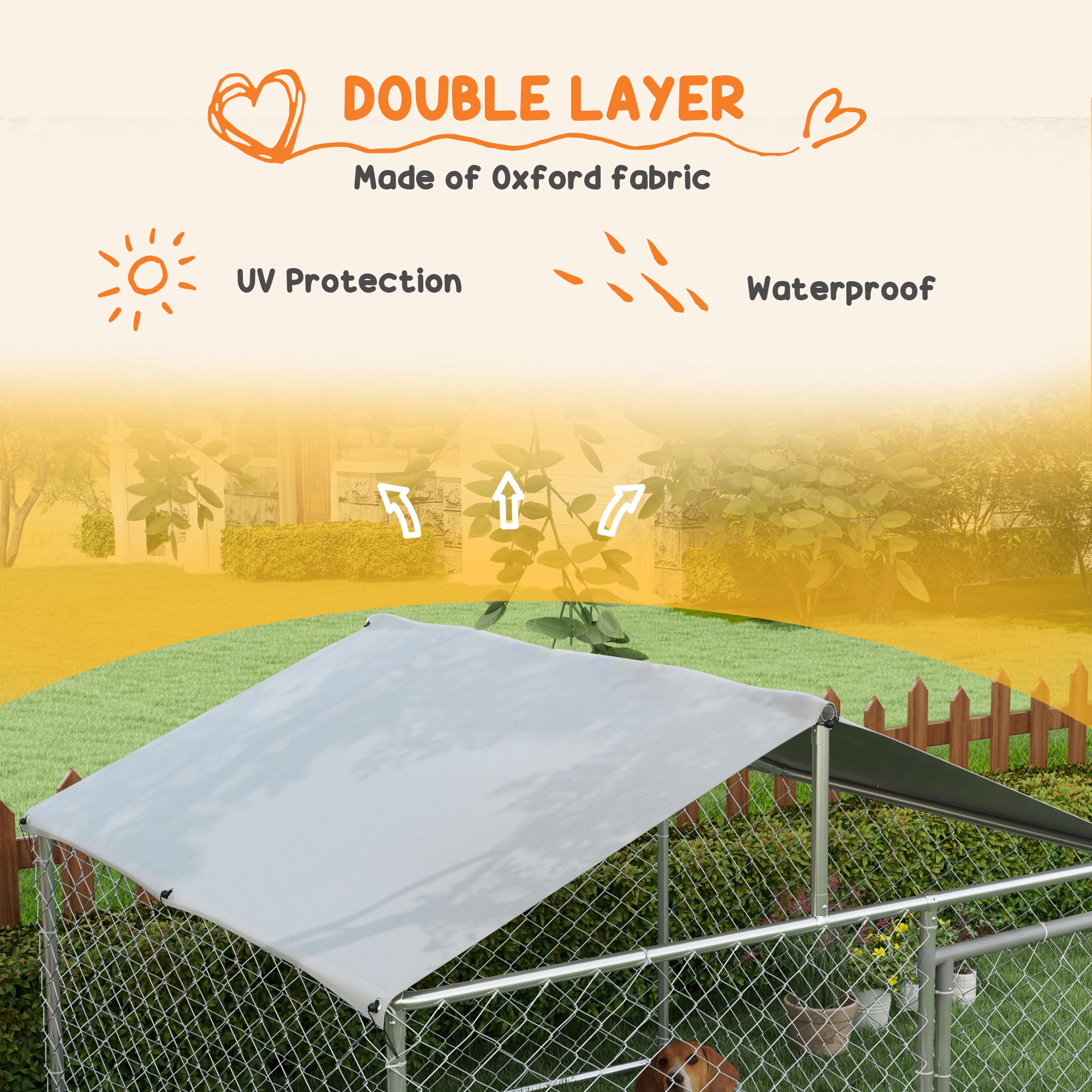 Casa para Perros al Aire Libre de 6.6x6.6x4.9 pies, Acabado en Plata con Techo Impermeable — imagen 7