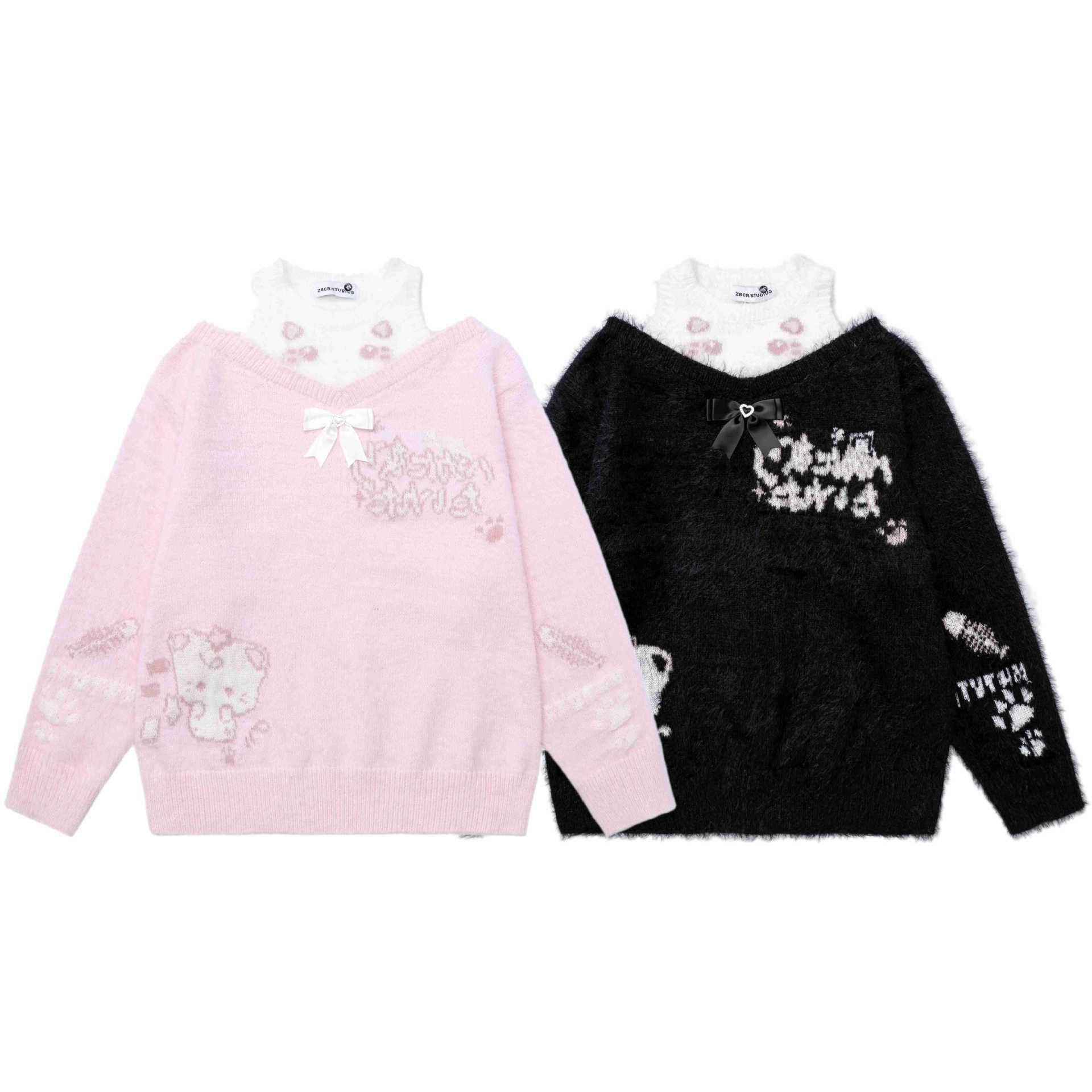 Off shoulder cat butterfly sweater — image 6