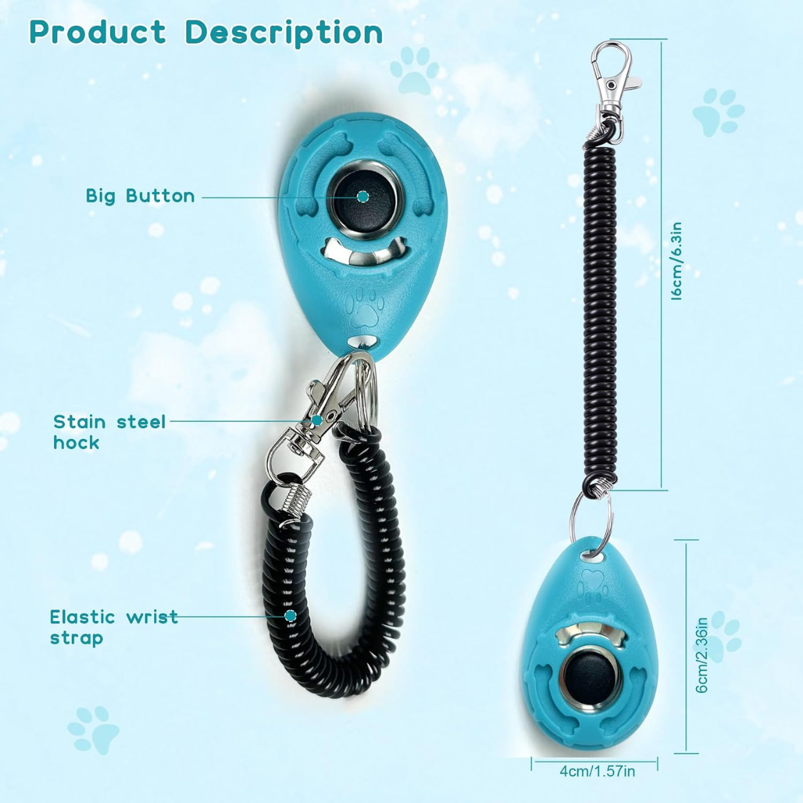 Dog Training Clicker With Sring Wrist And Keyring Pet Dog Training Clickers For Puppy, Cat — image 8