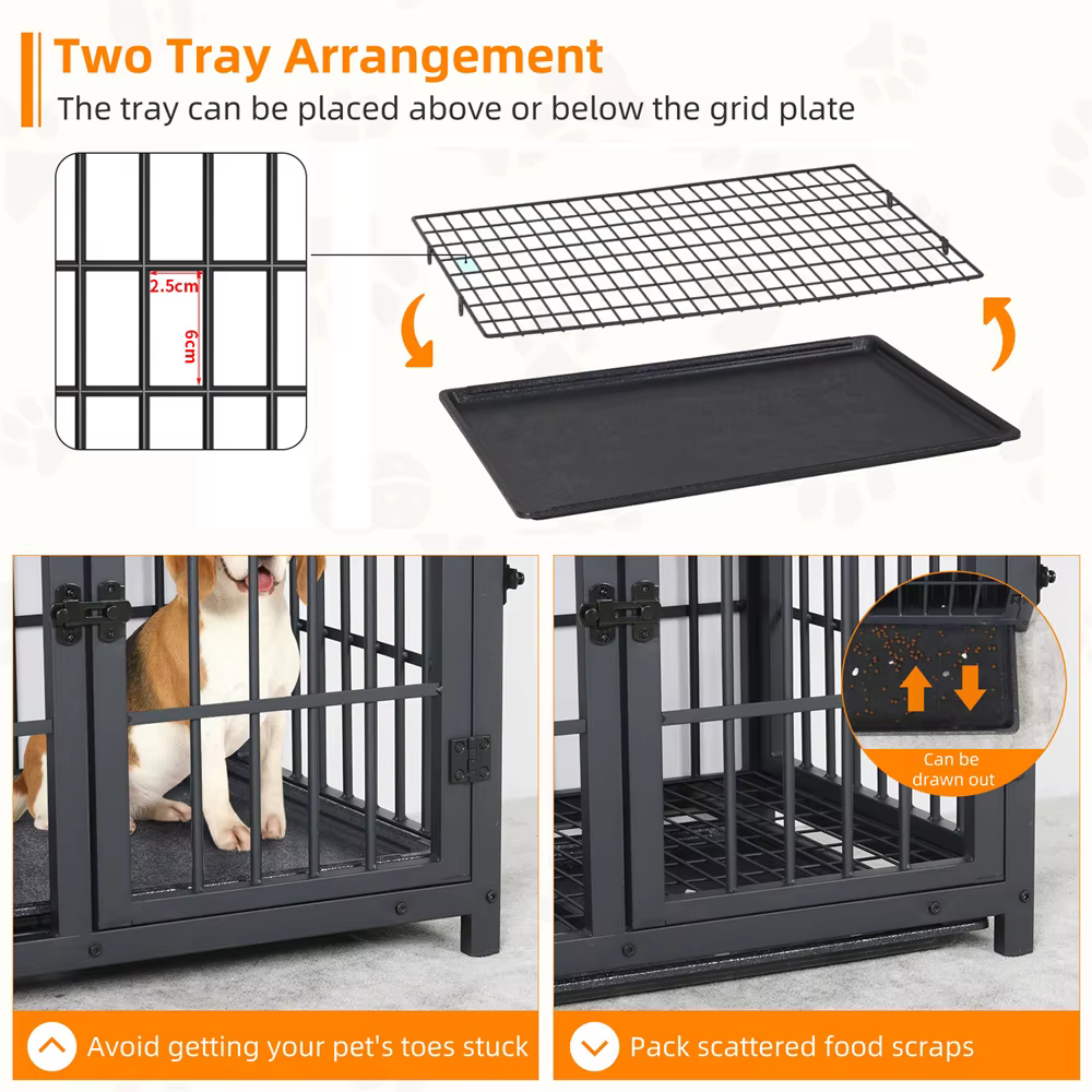 Caja de Perro en Madera Grande Estilo Decorativo con 3 Puertas y Mesa de Centro Elevada, Jaula para Mascotas con Accesorios Removibles — imagen 8